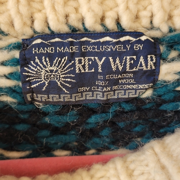 Vintage Wool 'Rey Wear' Cozy Patterned Sweater. Mens XL. - Picture 3 of 5